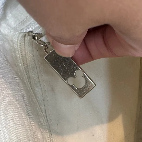 Disney Canvas Tote Bag One Size‎ Cream Off‑White Mickey Icon Zip Interior - Picture 10 of 10